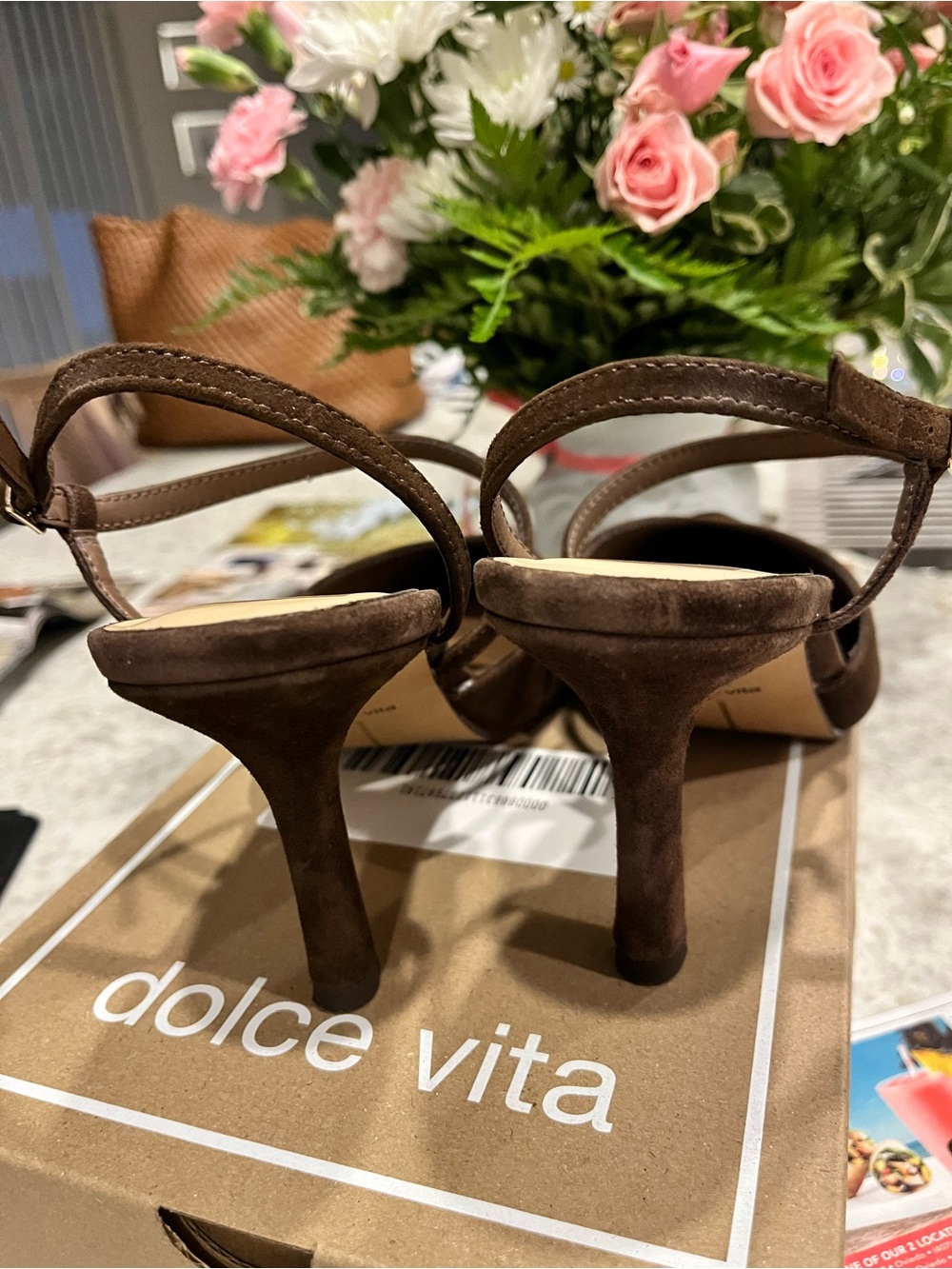 Dolce Vita Brown Suede Kamra Slingback Heels - Picture 3 of 5